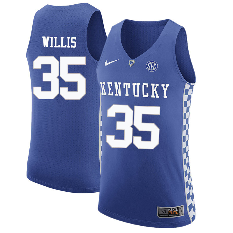Men Kentucky Wildcats #35 Derek Willis College Basketball Jerseys-Blue